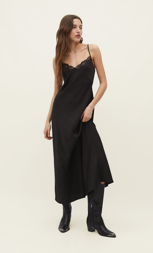 

Stradivarius Kleid In Lingerie-Optik Schwarz Xl