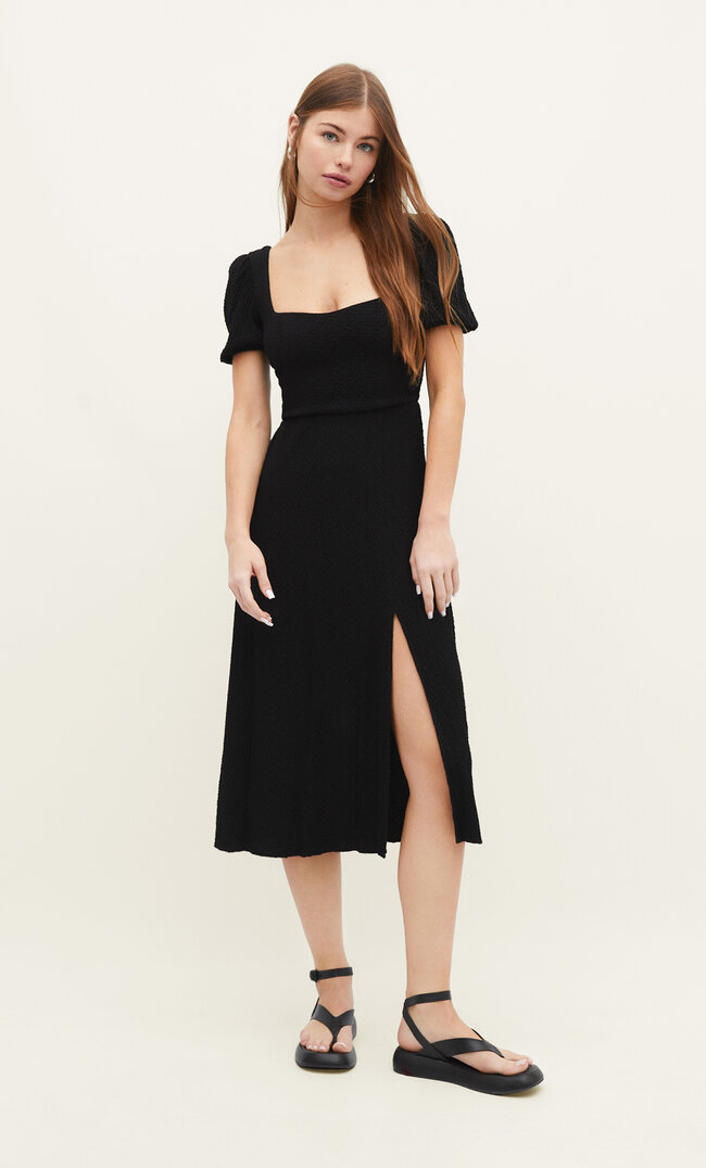 

Stradivarius Midikleid Mit Schleife Am Rücken Schwarz L