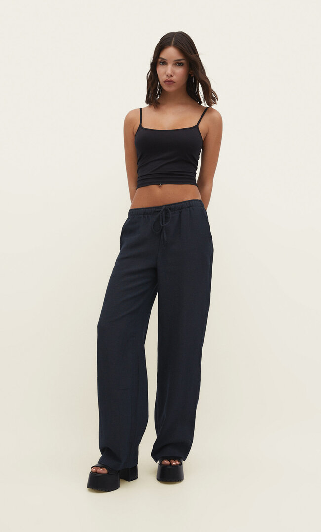 

Stradivarius Leinenhose Grau S