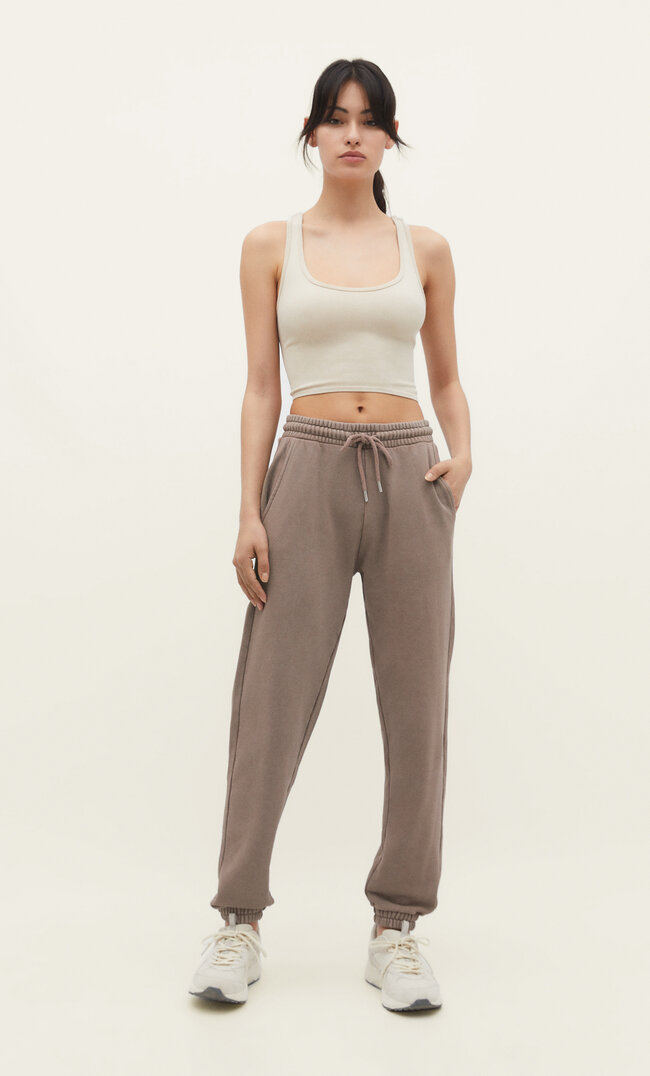 

Stradivarius Spodnie Jogger Z Dzianiny Dresowej Brązowy Xl