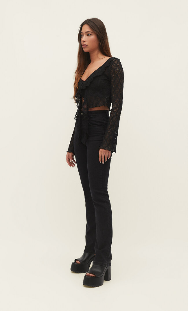 

Stradivarius Straight-Leg-Jeans Im Comfort-Fit Black Denim Washed 36