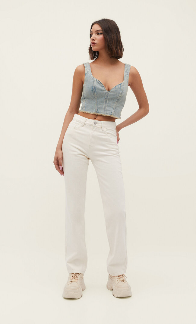 

Stradivarius Straight-Jeans Ecru 36