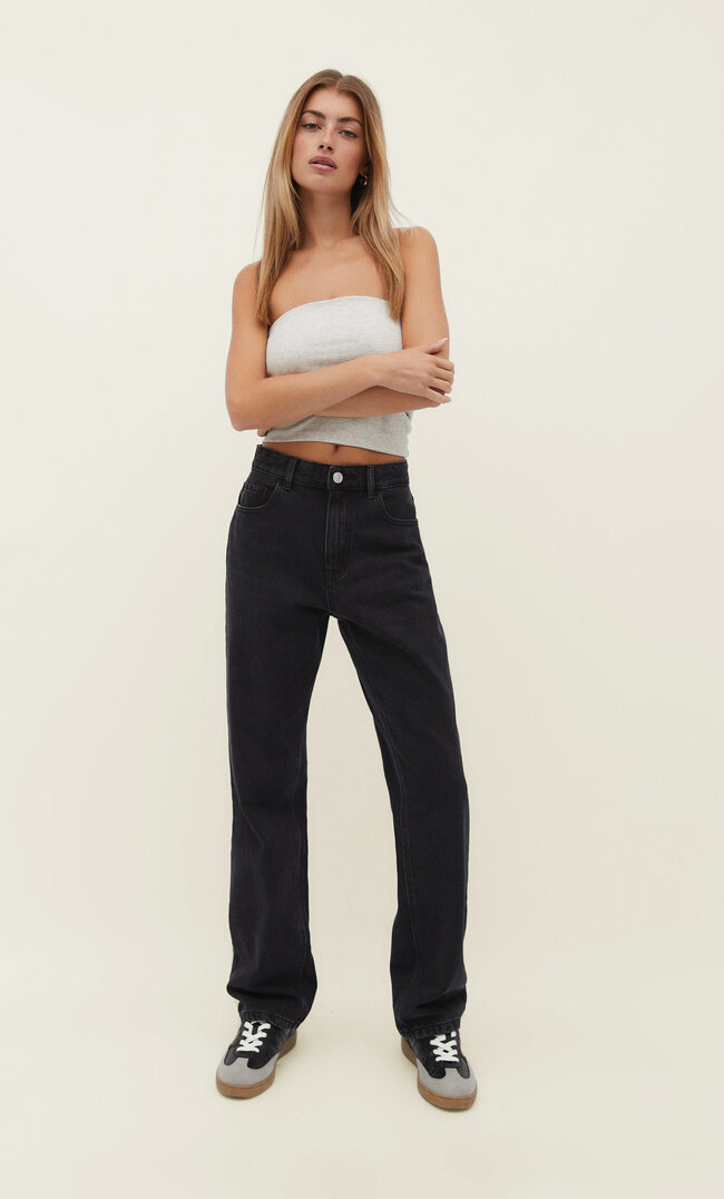 

Stradivarius Straight-Jeans Black Denim Washed 32