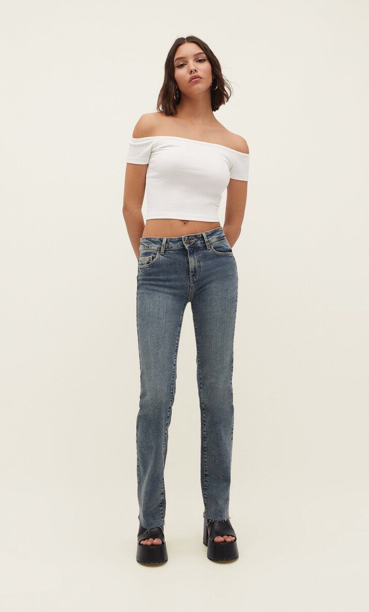 Comfort jeans met split aan de zijkant