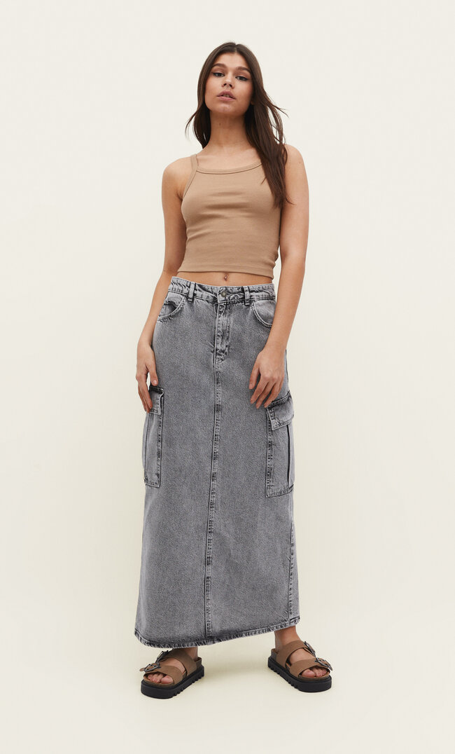 

Stradivarius Jeansowa spódnica cargo Czarny denim 34