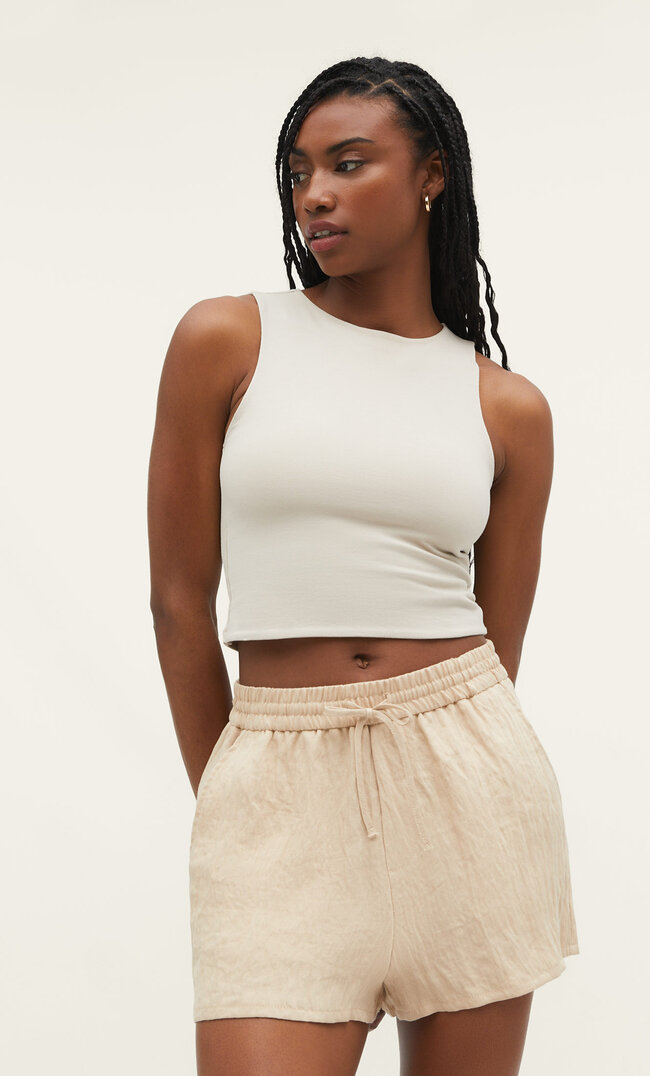 

Stradivarius Fließende, Rustikale Shorts Steingrau M