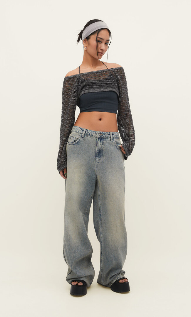 

Stradivarius Bolero Mit Lochmuster Grau S