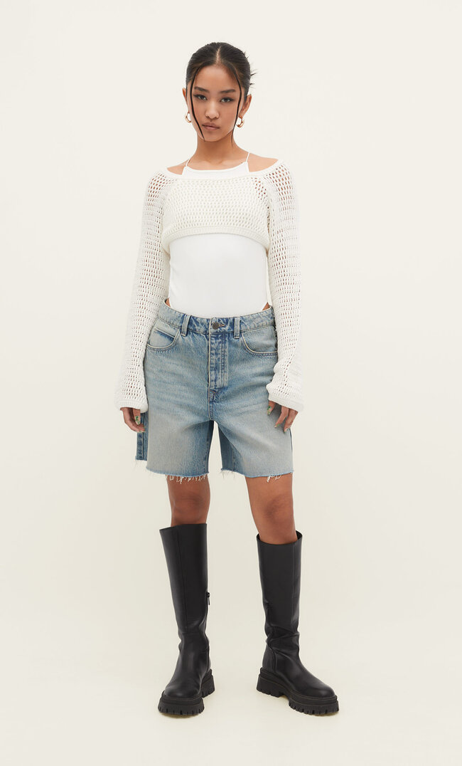 

Stradivarius Bolero Mit Lochmuster Karamell M
