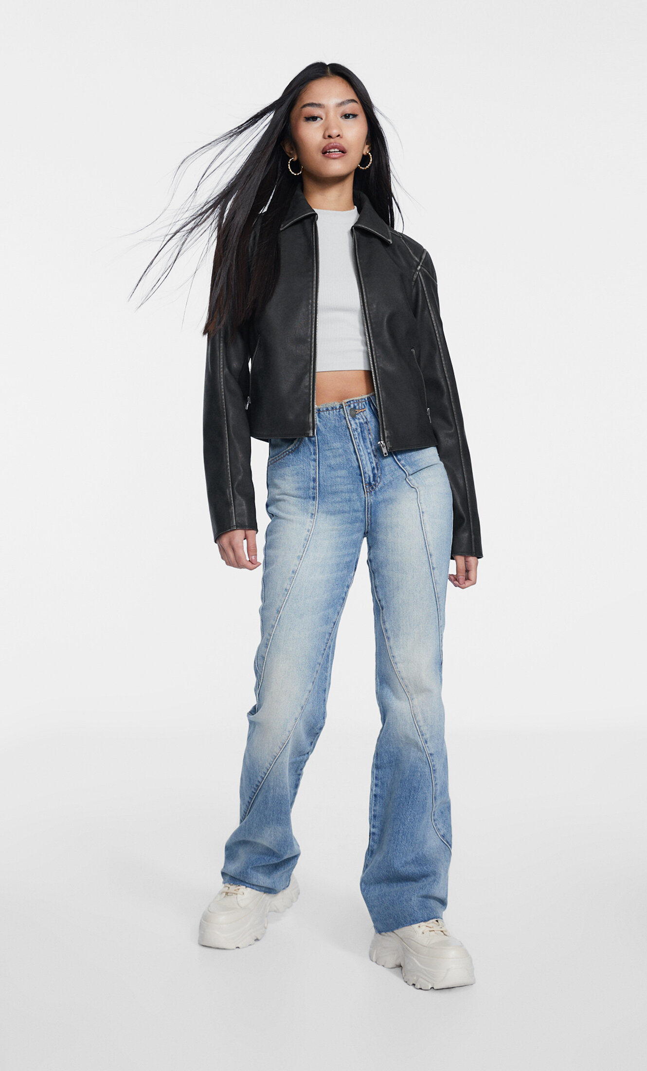 Faded biker jacket - Women's fashion | Stradivarius United States