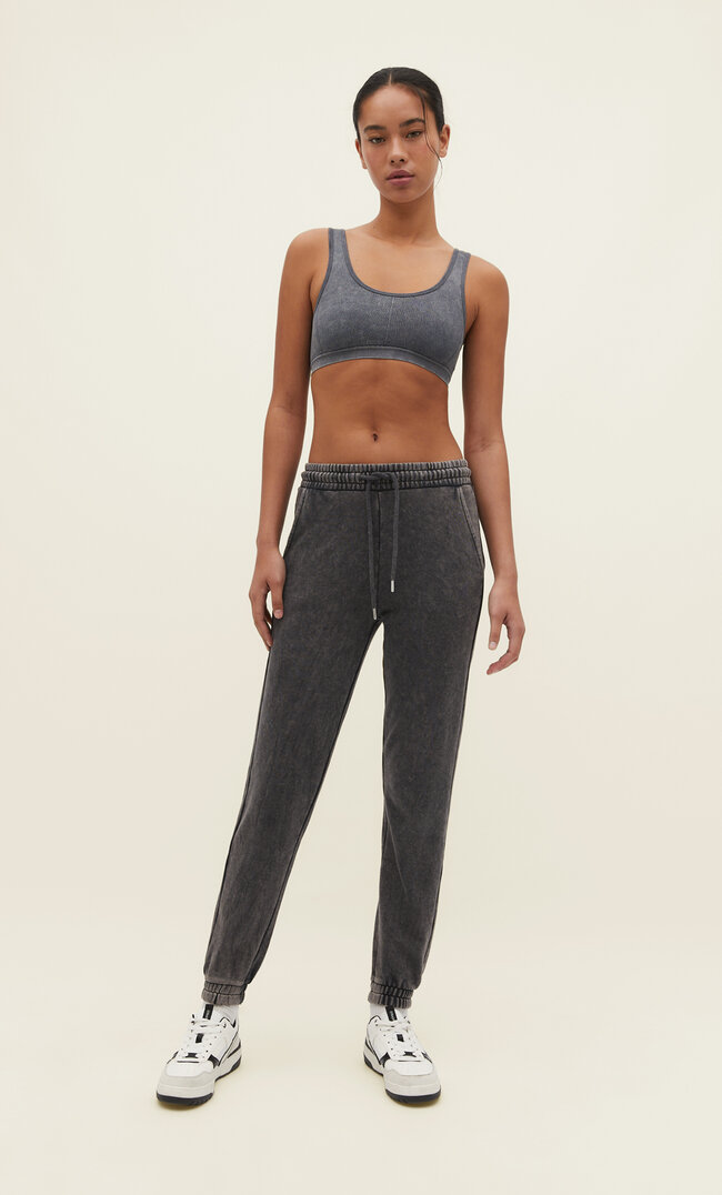 

Stradivarius Nahtlose Bralette im Washed-Look Grau XL