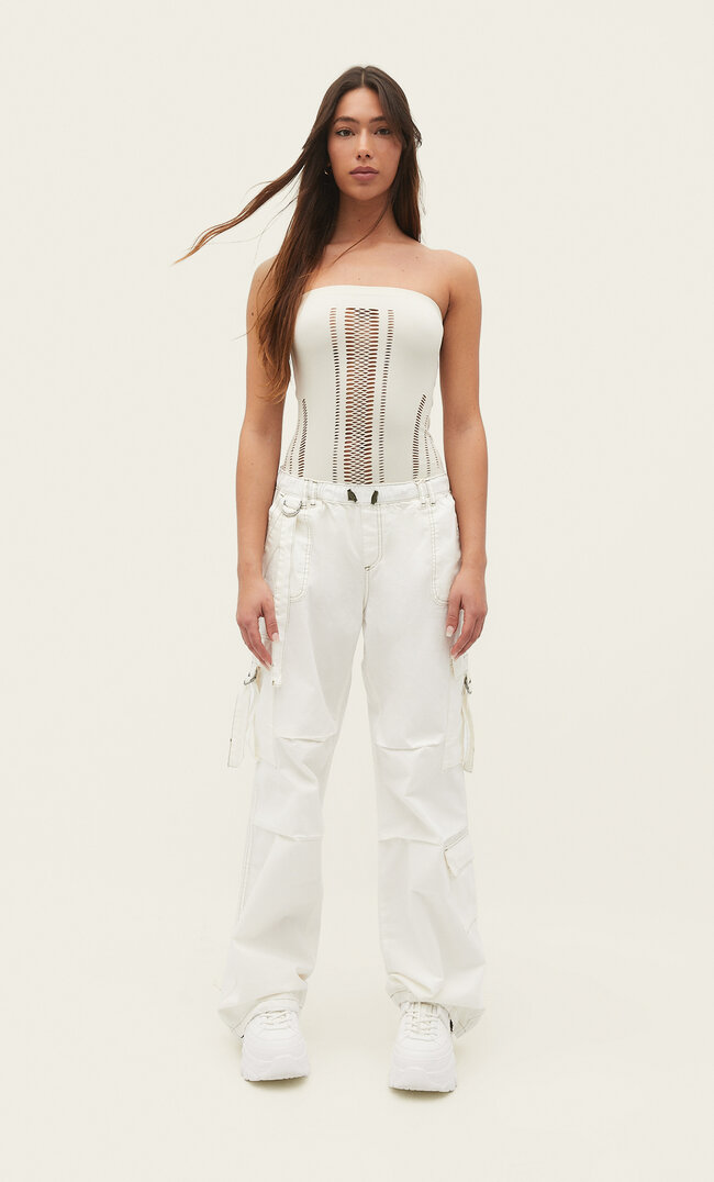 

Stradivarius Body mit Lochmuster Steingrau S