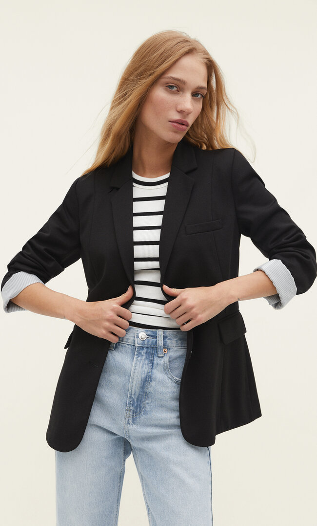 

Stradivarius Dzianinowa Marynarka Czarny Xl