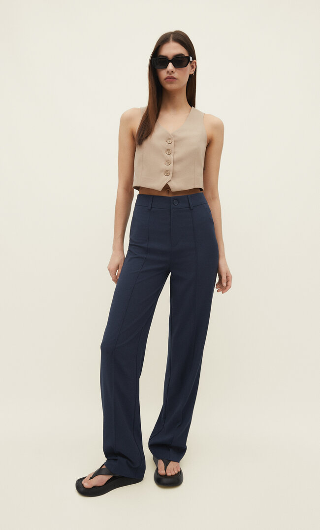 

Stradivarius Stoffhose Mit Mittelnaht Marineblau 42