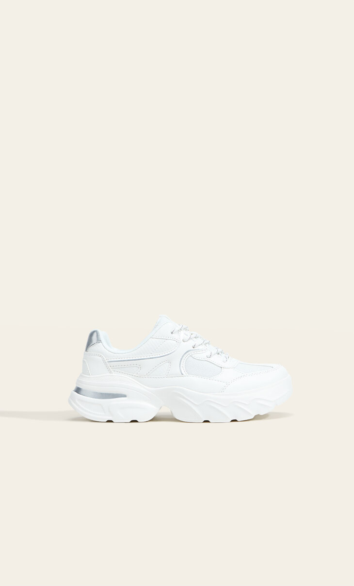 Multi-piece trainers with metallic details