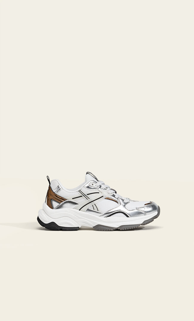 

Stradivarius Buty sportowe z łączonych materiałów SZARY 36