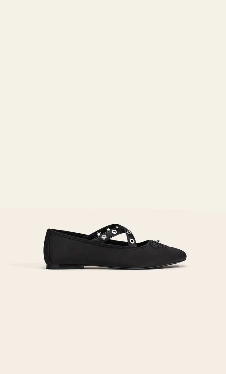 Ballet flats with studded straps