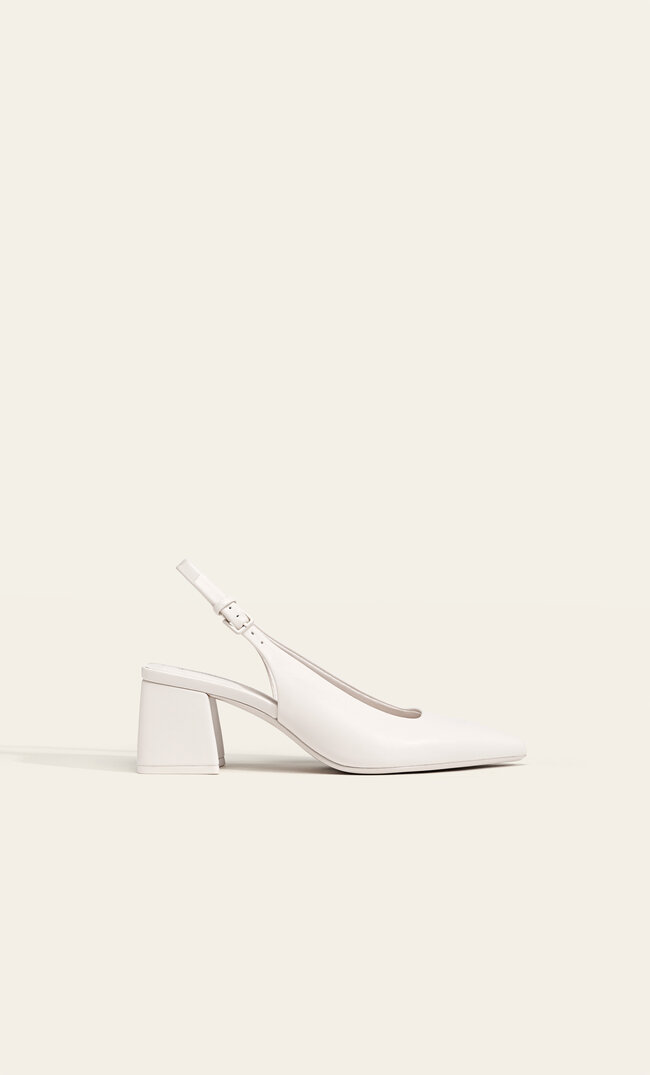 

Stradivarius Buty na obcasie bez pięty ECRU 39