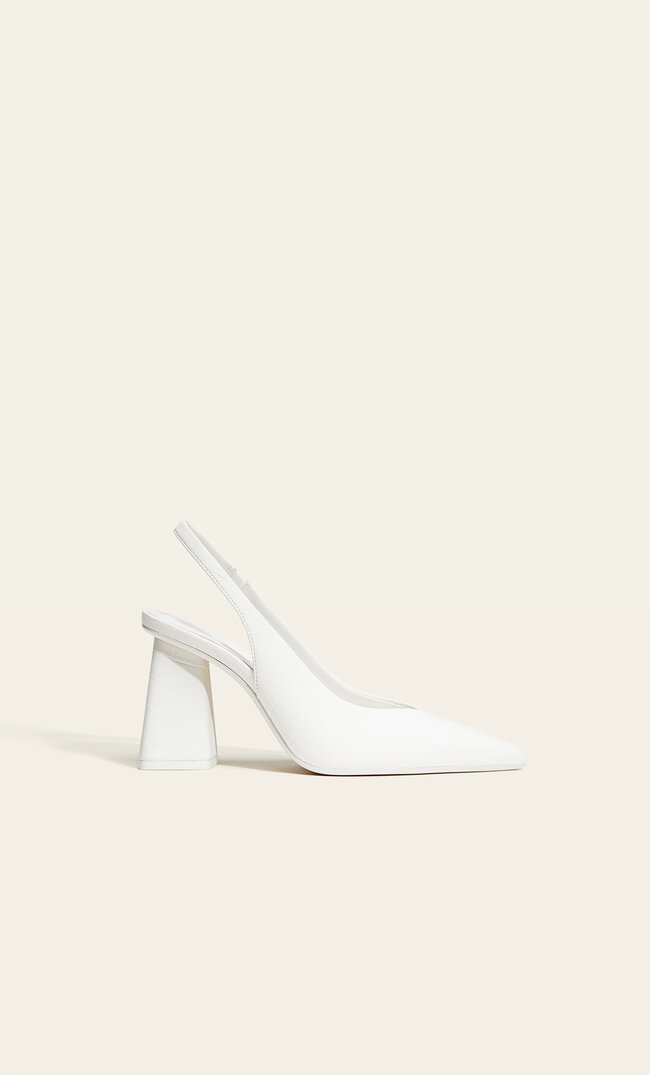 

Stradivarius Buty na obcasie bez pięty ECRU 39