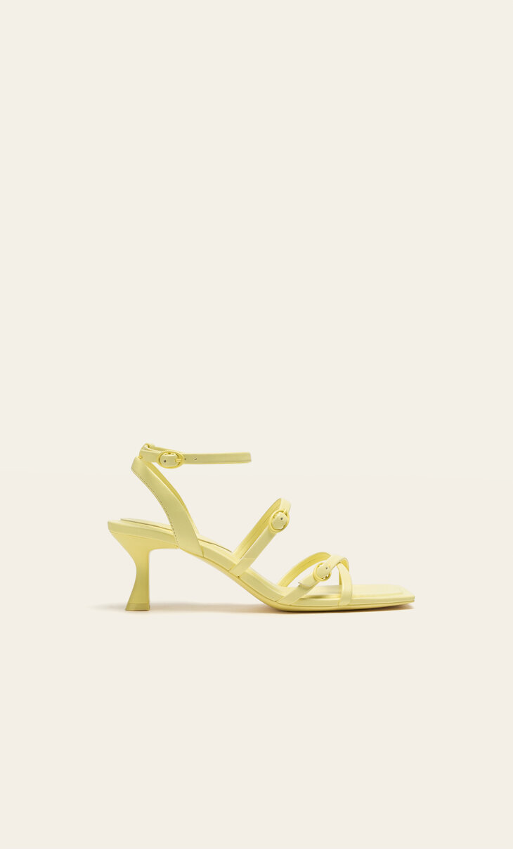High-heel sandals with buckled straps