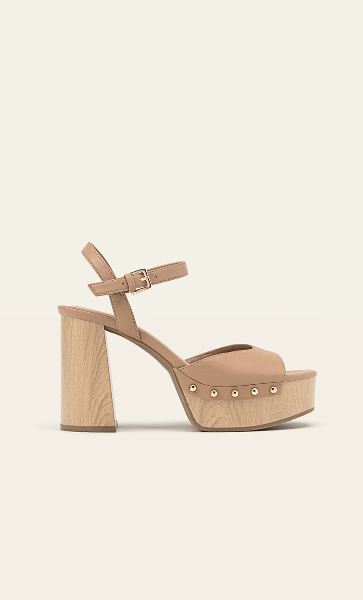 Studded heeled platform sandals