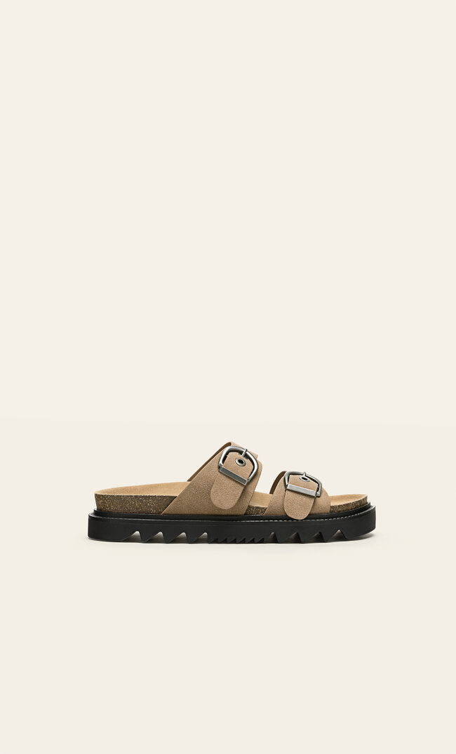 

Stradivarius Flache Sandalen Mit Schnallen Beige 38