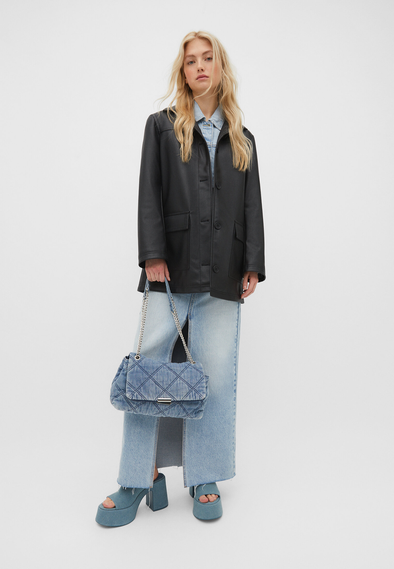 Sac besace en jean grand format