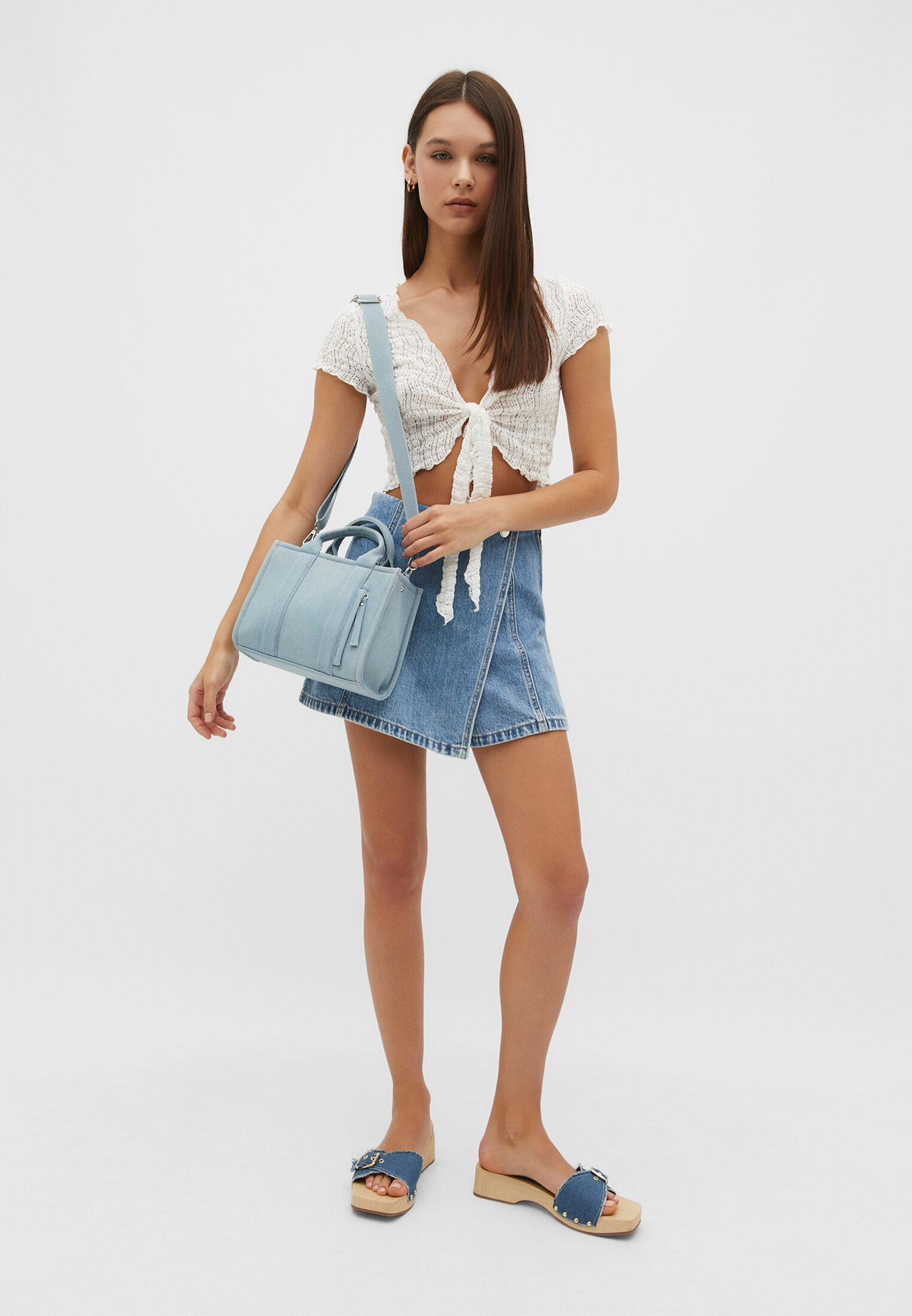 Small denim outlet tote bag