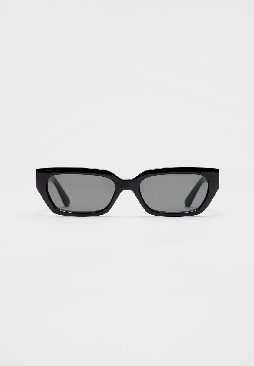 Straight line oval resin sunglasses