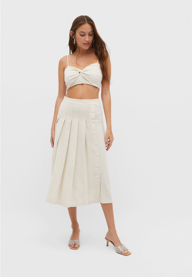 Linen blend best sale midi skirt