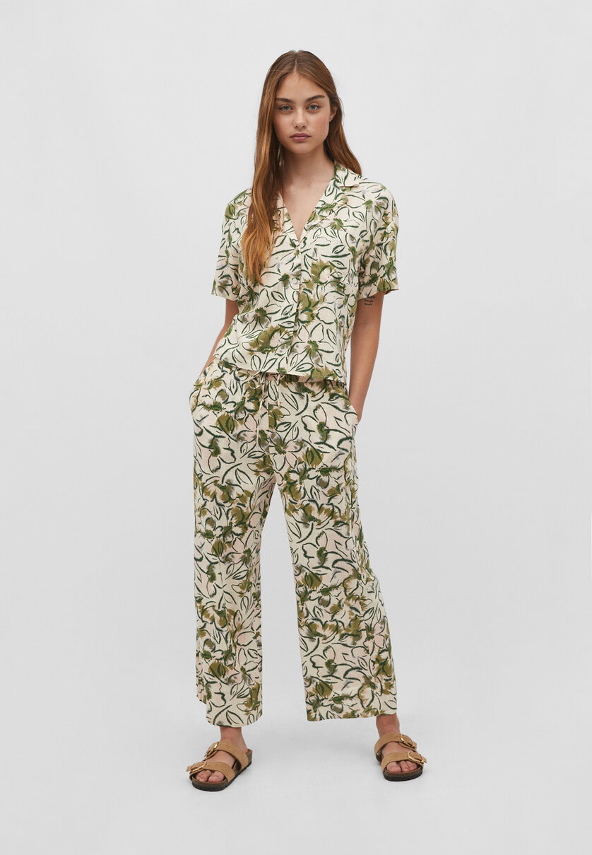 Rustic printed culottes