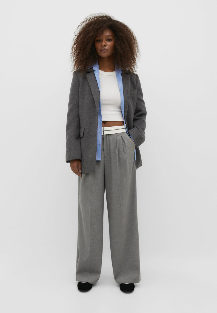 Trousers with turn-down waist