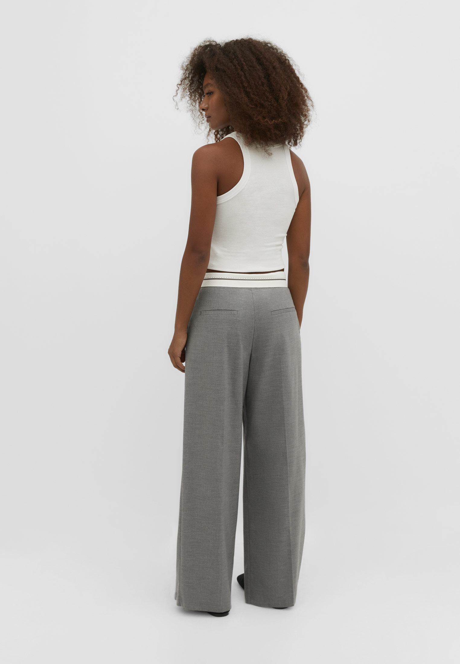 Trousers with turn-down waist - Women's fashion | Stradivarius