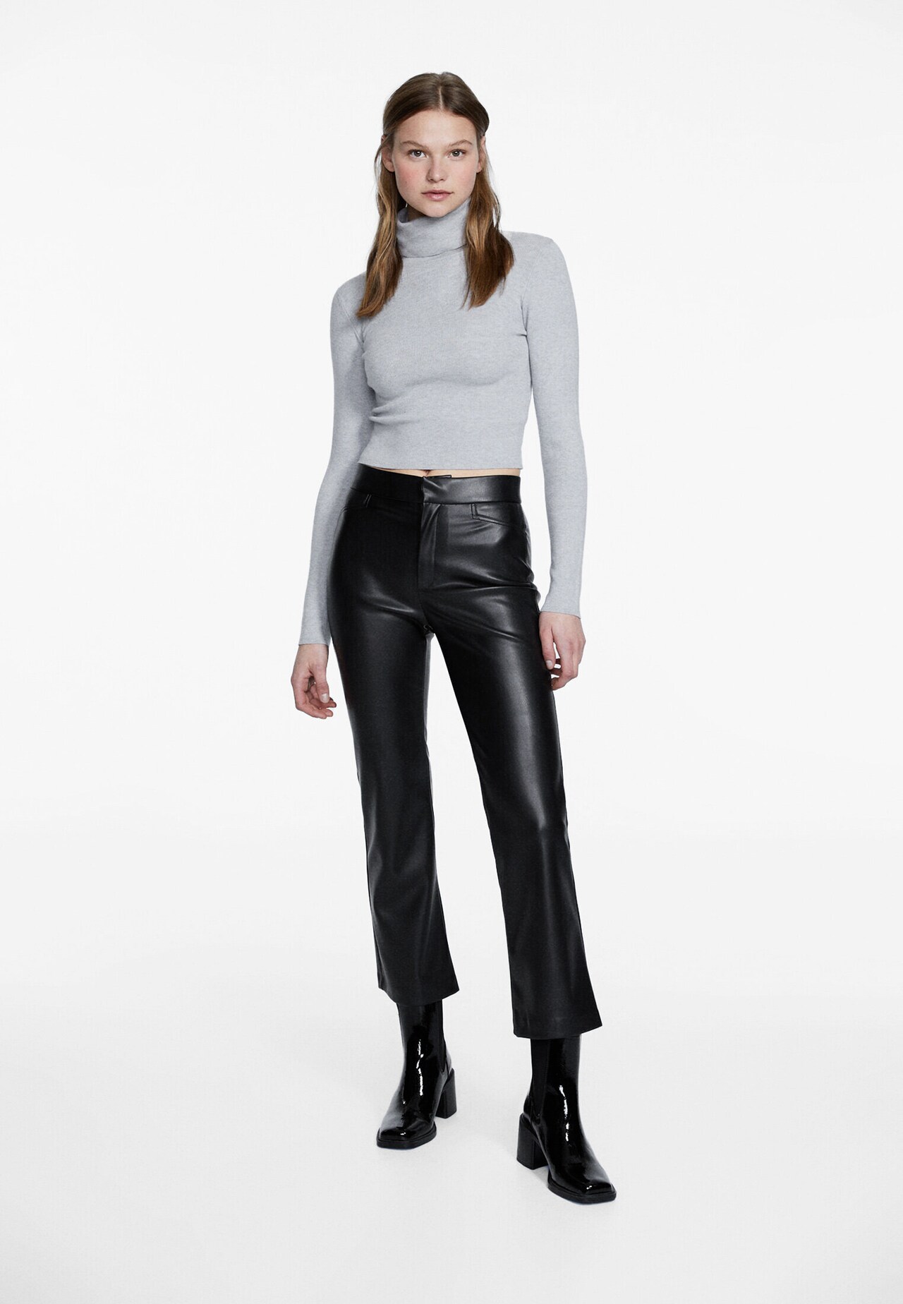 Faux leather kick flare trousers - Women's fashion