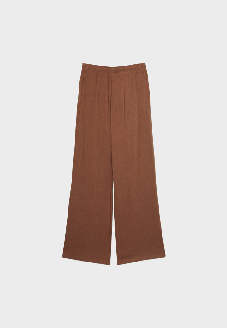 Loose-fitting linen blend trousers - Women's fashion