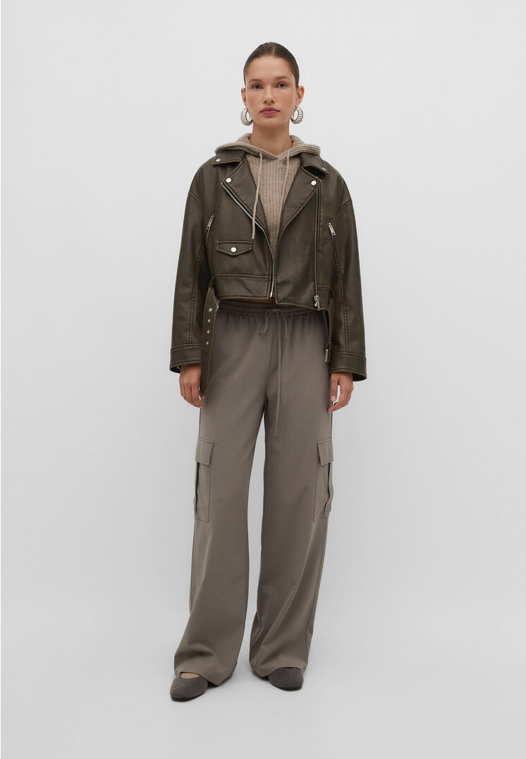 

Stradivarius Eleganckie luźne spodnie cargo Popielaty XL