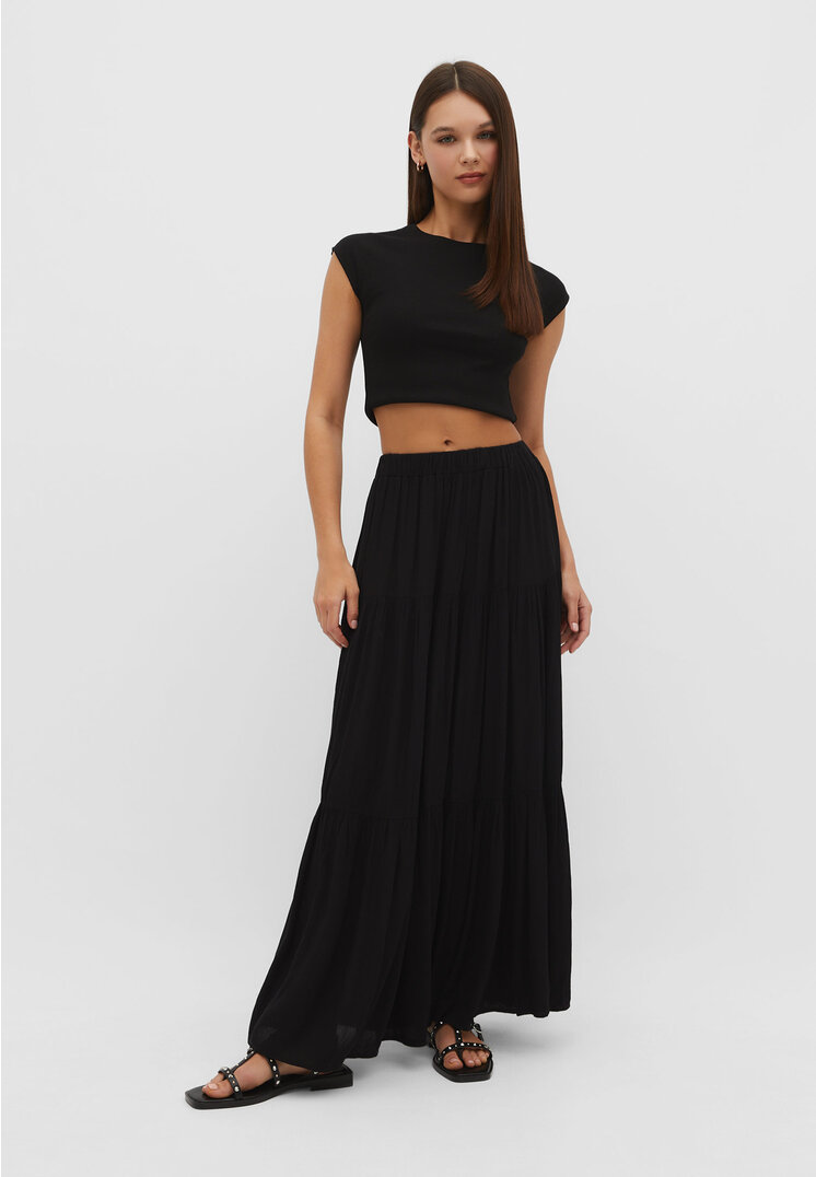 

Stradivarius Spódnica maxi w stylu boho Czarny XS