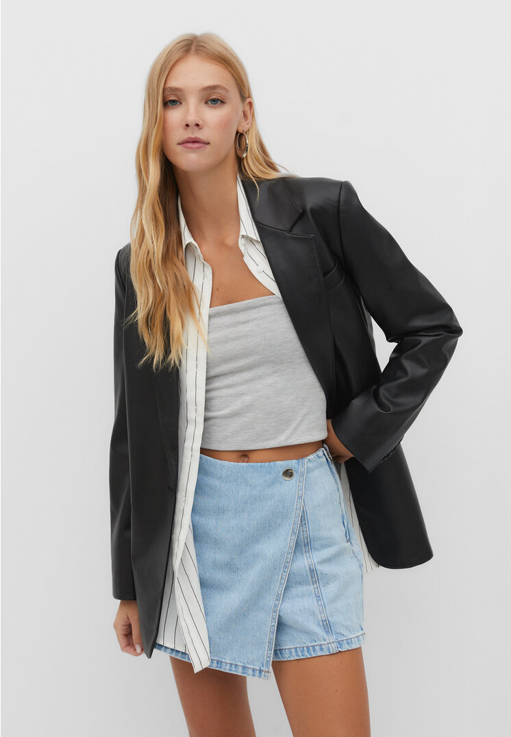 

Stradivarius Kopertowe spódnicospodenki jeansowe Denimowy średni Light Blue 40