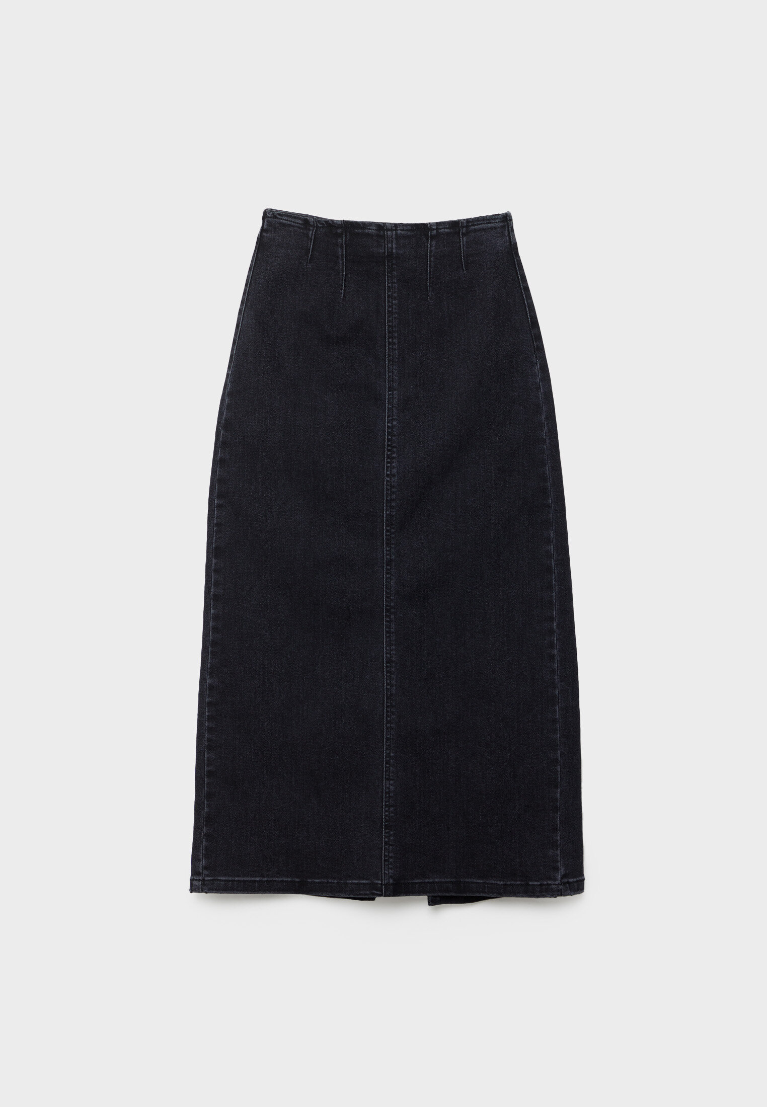 Stretch denim midi skirt with seam detail - Women's fashion