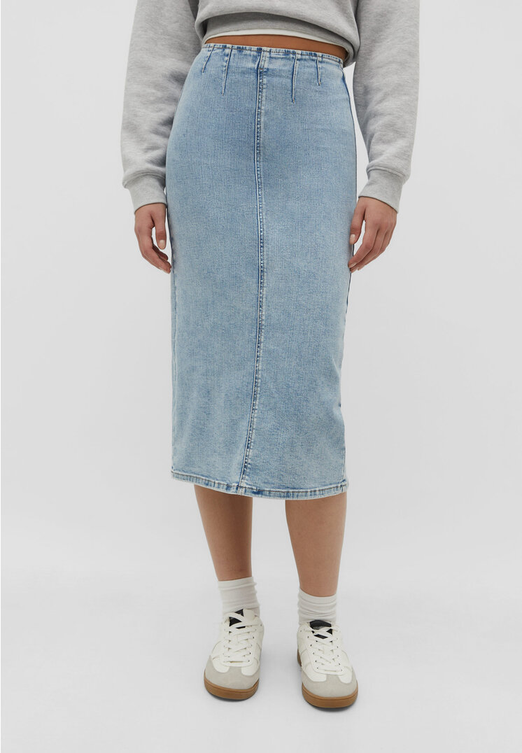 Denim midi shop skirt stretch