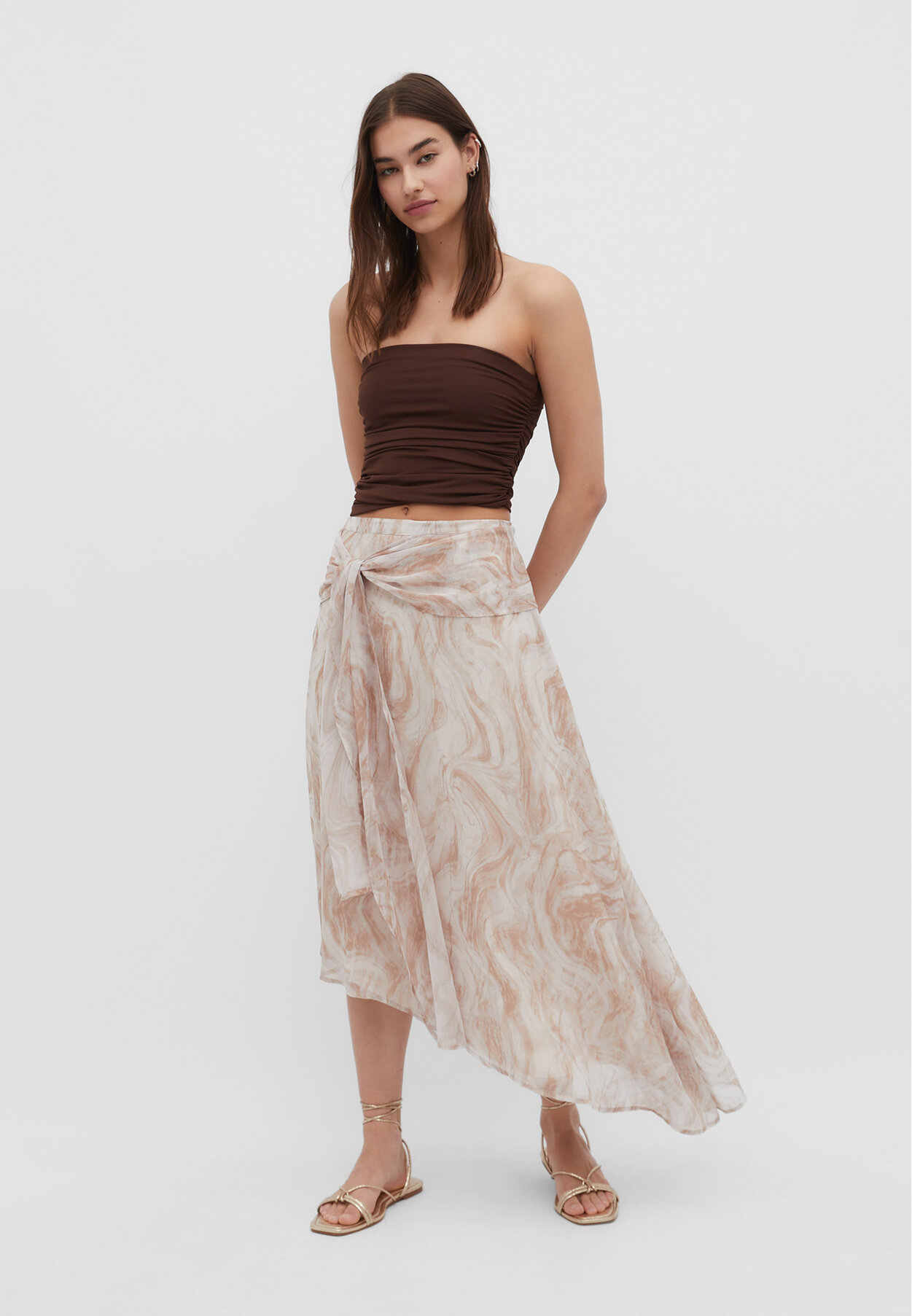 Stradivarius tie dye pleated midi skirt in clearance green