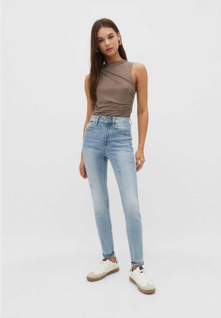 

Stradivarius 1400 Jeansy skinny fit z normalnym stanem Niebieski denim 38