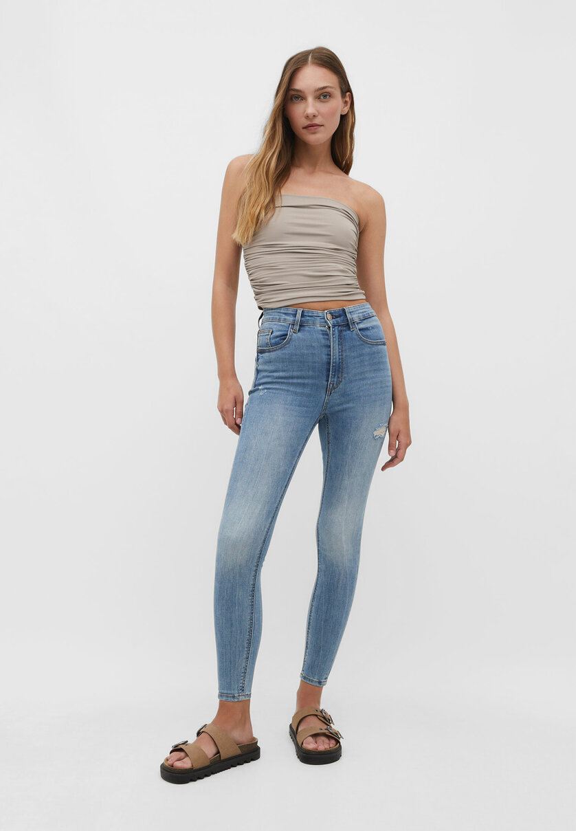 1400 skinny jeans med normal midja