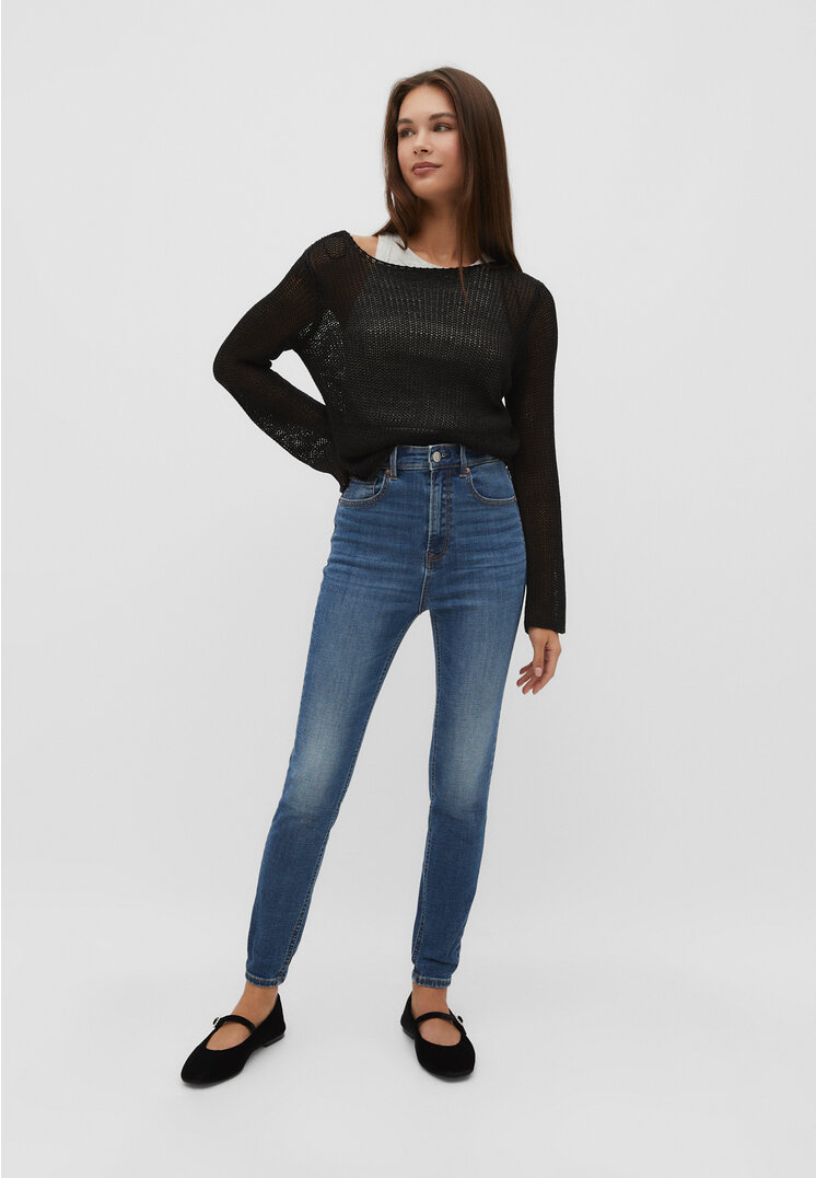 

Stradivarius 1450 Jeansy typu rurki z bardzo wysokim stanem Denim 40