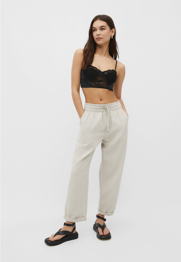 

Stradivarius Fließende Twillhose Grau Melange M