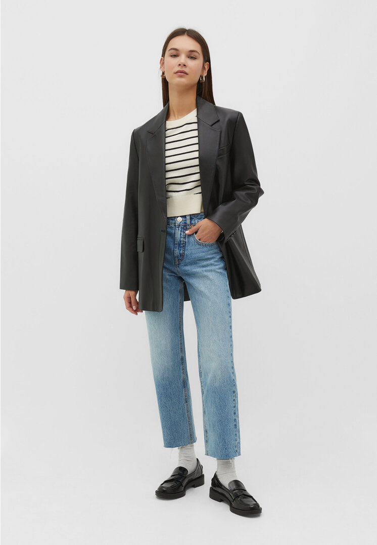 

Stradivarius Jeansy o prostym kroju przed kostkę Niebieski denim 44