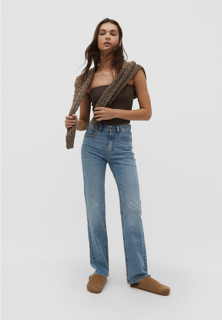 

Stradivarius Jeansy o prostym kroju w stylu vintage D98 Niebieski denim 40