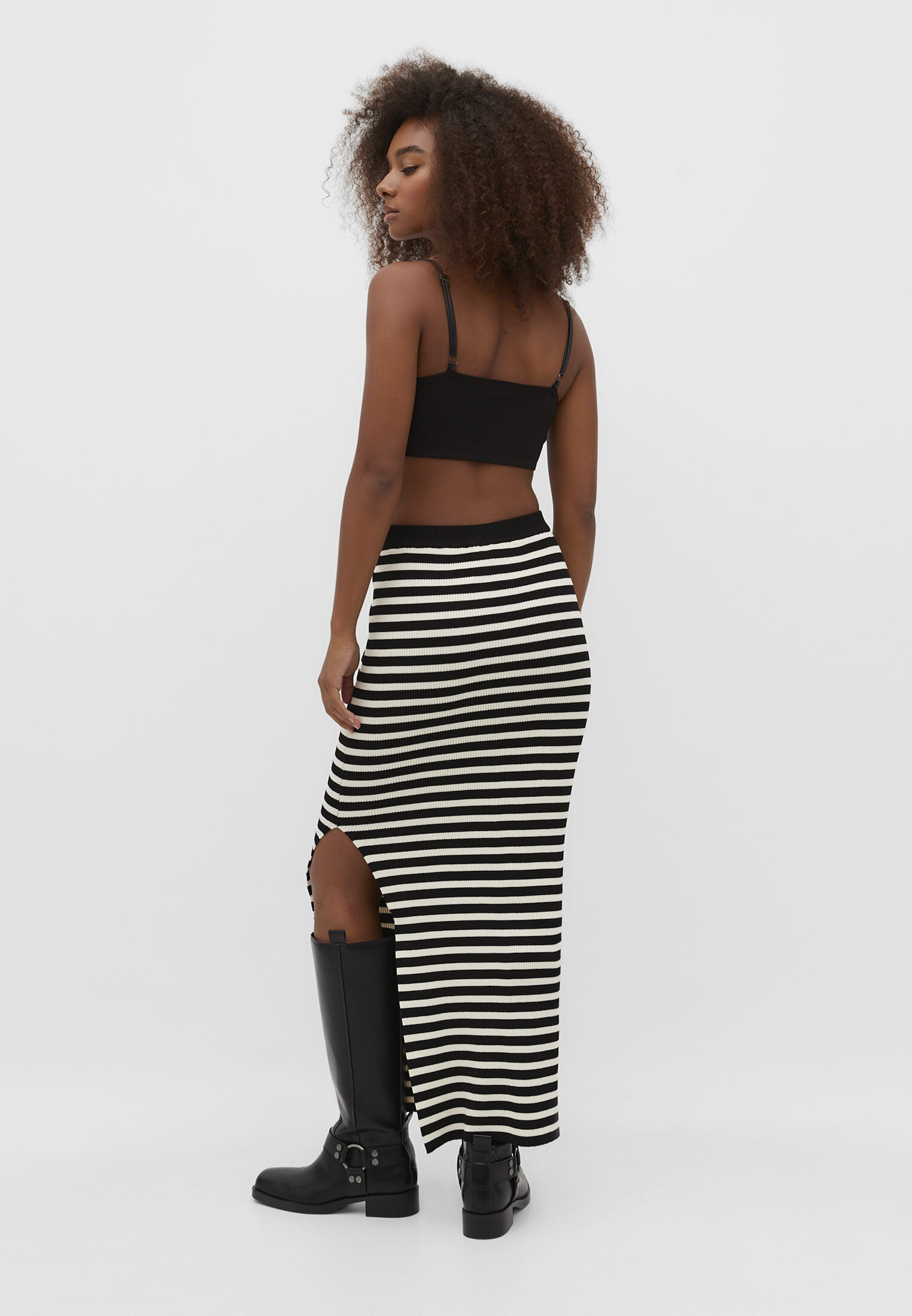 Long striped knit skirt