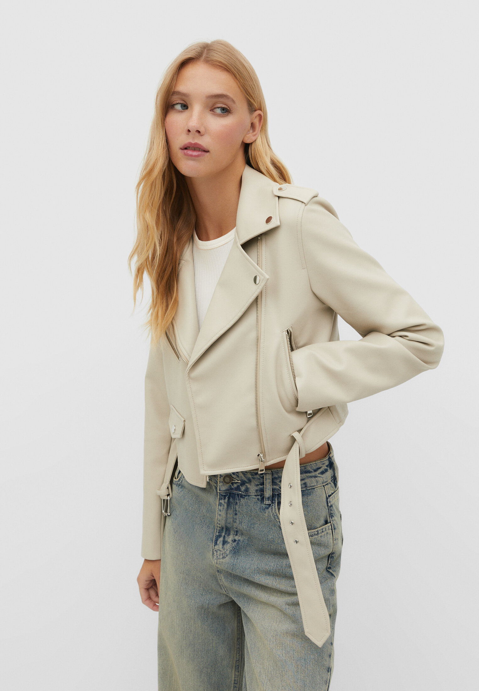 Stradivarius faux store leather biker jacket