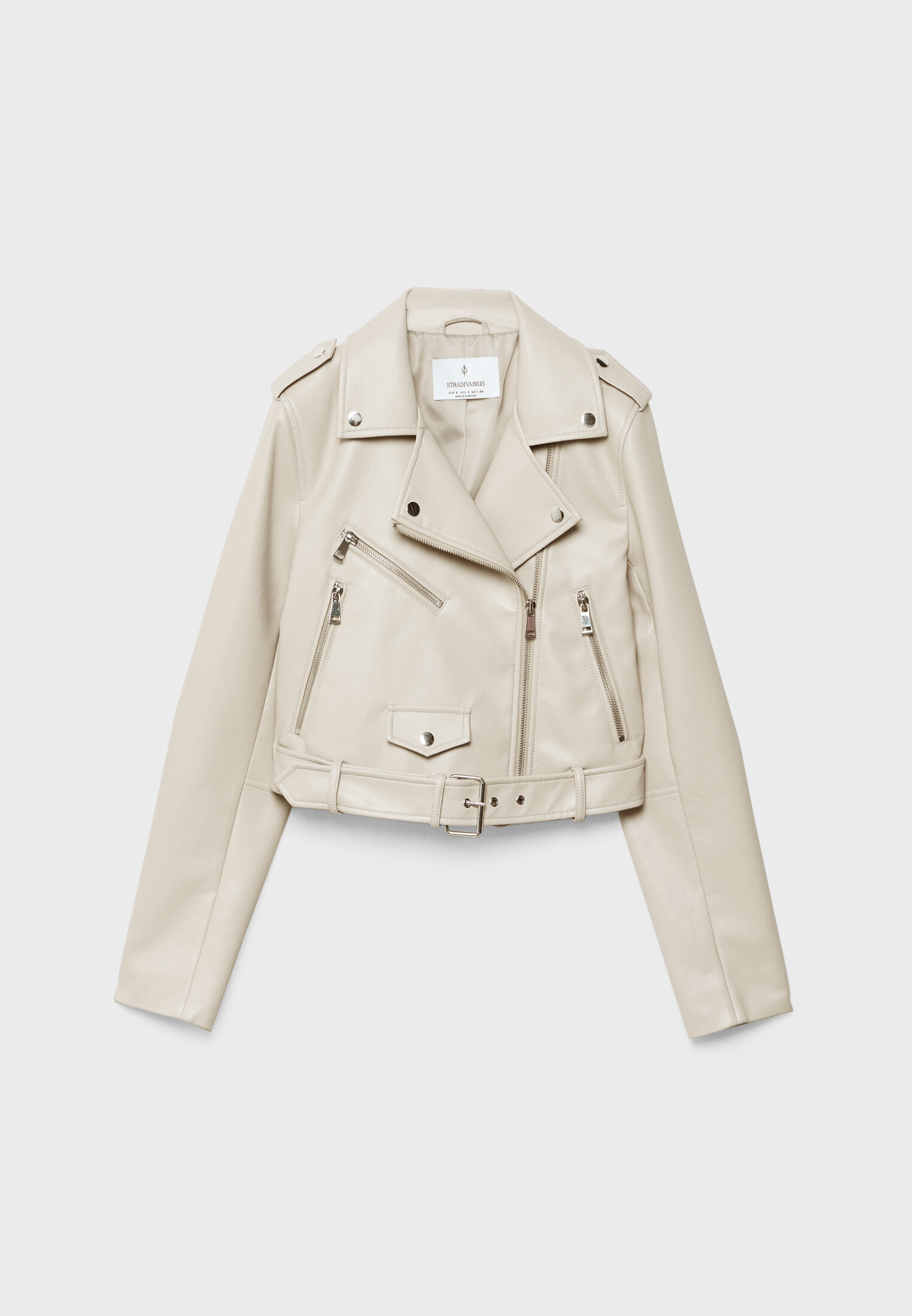 Stradivarius faux outlet leather biker jacket