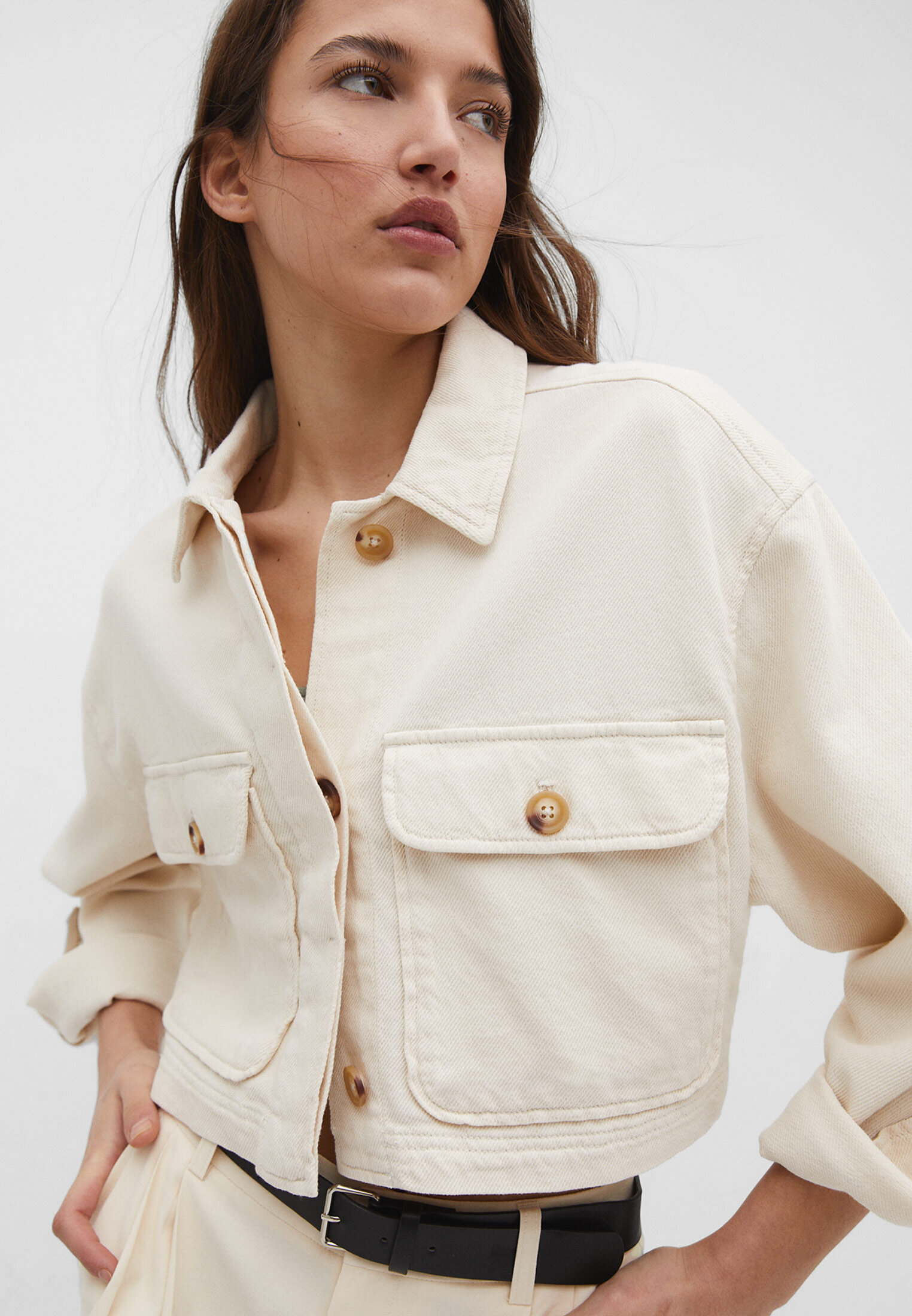 Cropped twill outlet jacket